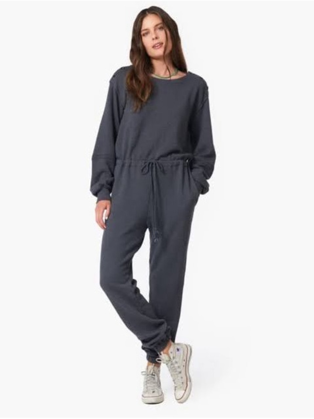 Xirena Jenn Fleece Long Sleeve Drawstring Relaxed Jumpsuit XS